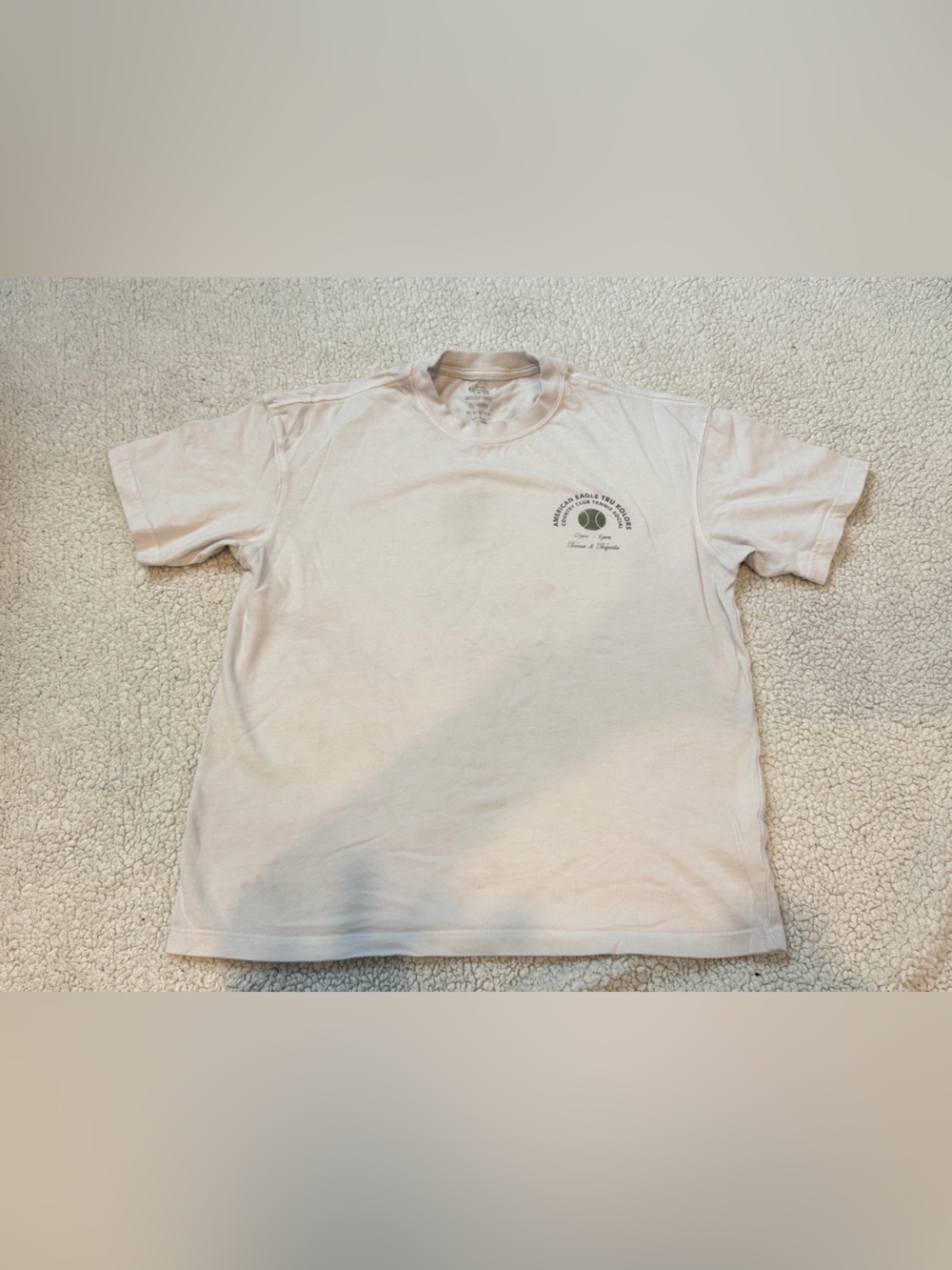 American Eagle Outfitters Pale Pink Short Sleeve Tee with Green Chest Emblem